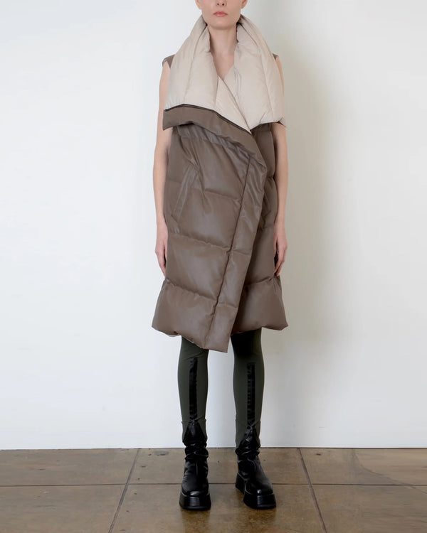 Violetta Vegan Leather Puffer Vest | Tobacco