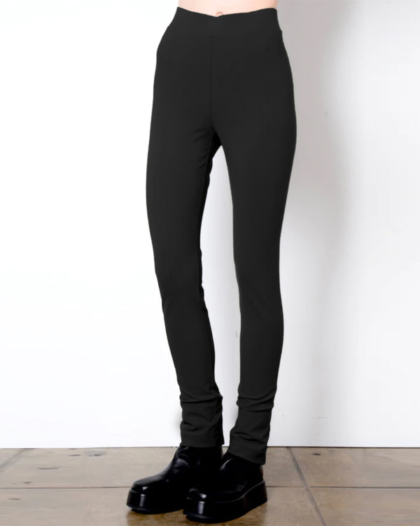 Vita Slim Pant with Leather & Zip | Black