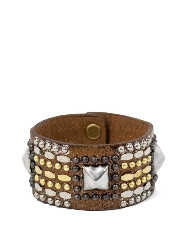 Viva 1.25" Leather Studded Bracelet | Copper