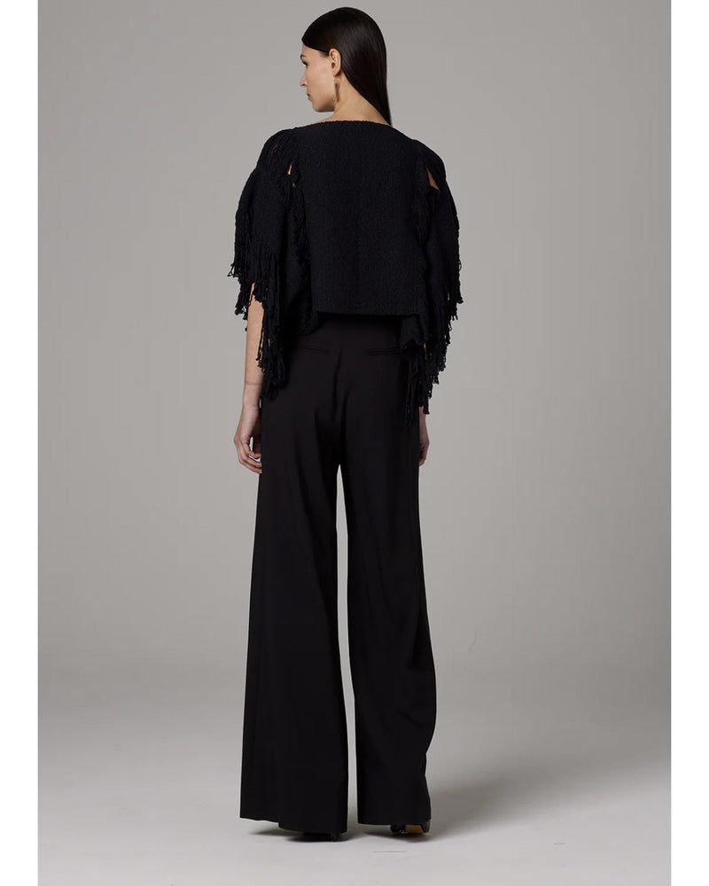 Lace Fringe Crop Top | Black