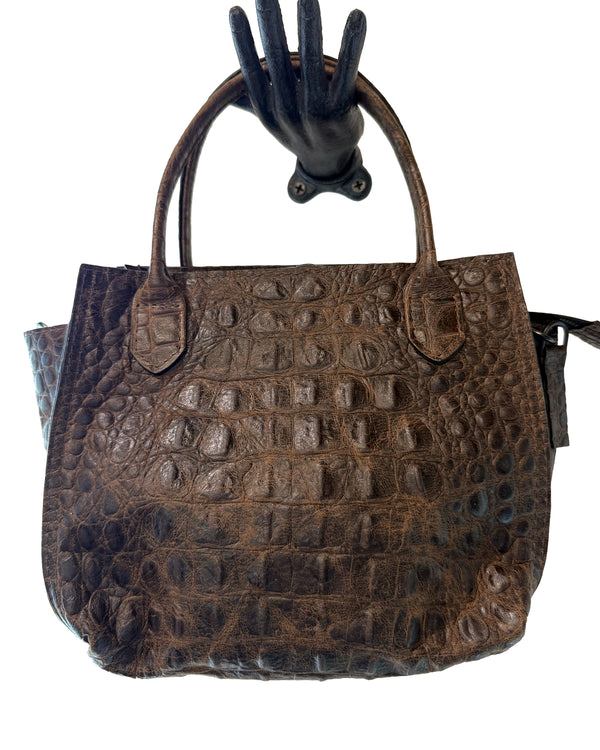 Mini Daybag | Walnut Embossed Croc