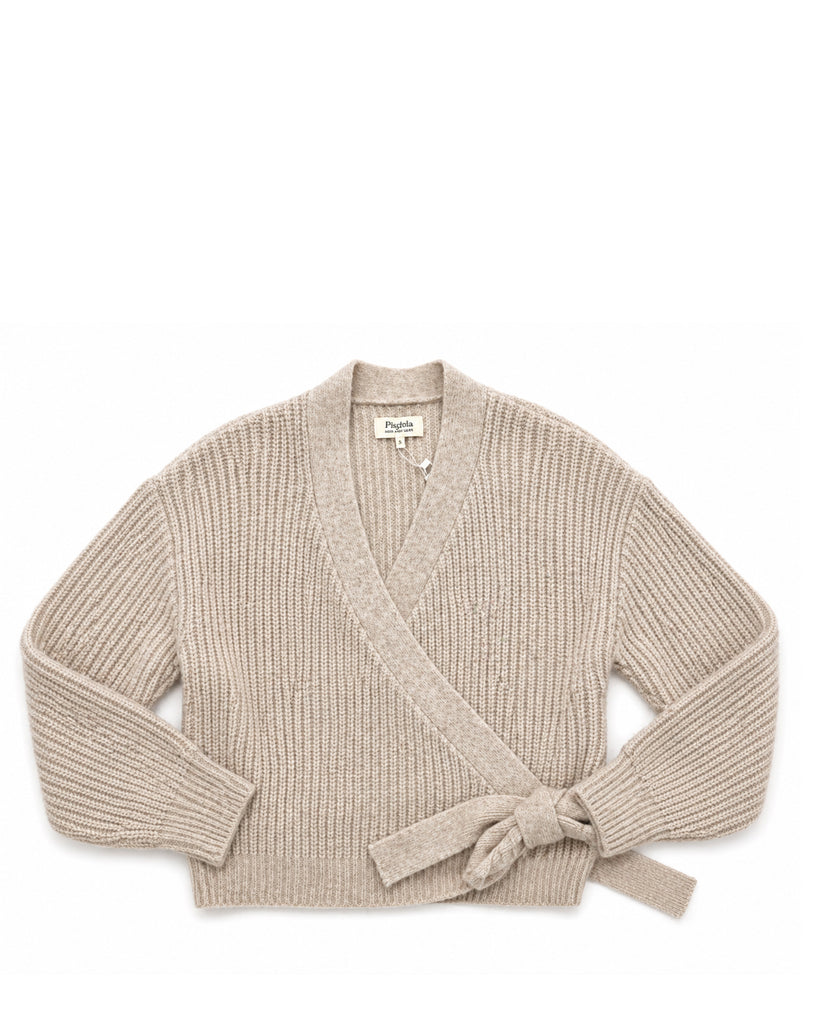 Knit Wrap Cardigan | Beige – Well Heeled