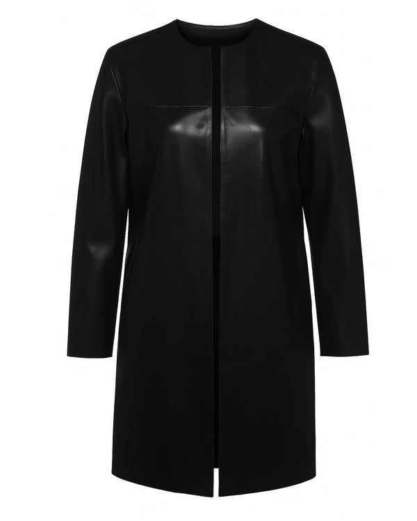 Grenn Pilot Zelda Suede Cardigan in Black Leather on white background well heeled boutique vermont