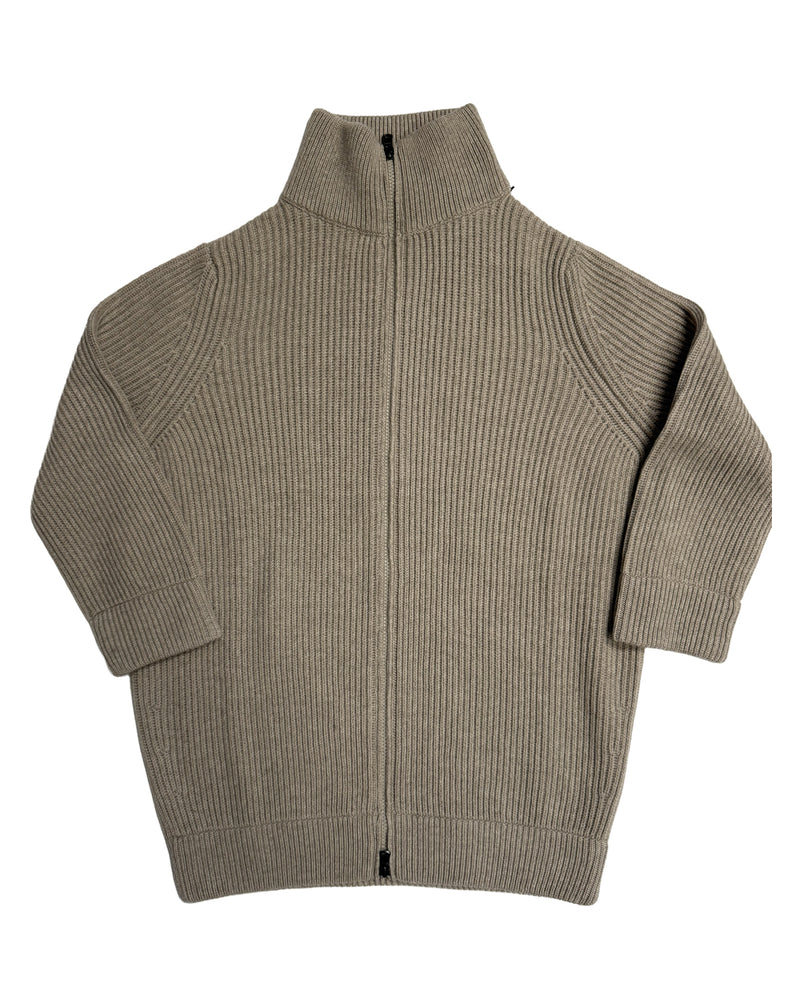 Bomber Mock Neck Zip Sweater | Travertine