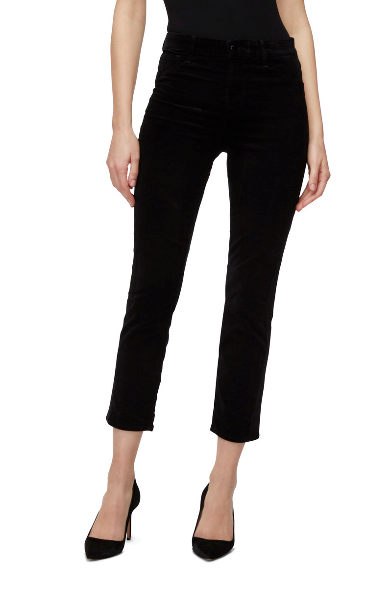 Ruby High-Rise Velvet Cigarette Pant | Black