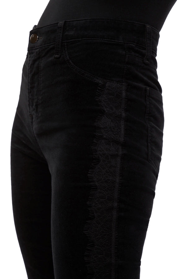 Ruby High-Rise Velvet Cigarette Pant | Black