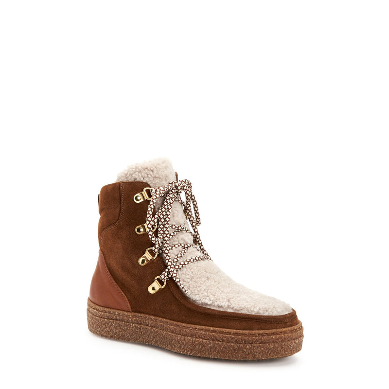 Taelyn Suede Shearling Bootie | Walnut Caramel