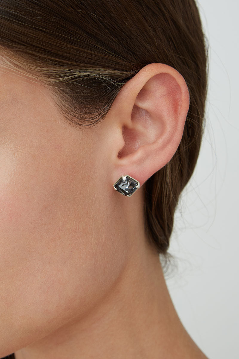 Sterling Silver Crystal Stud | Silver Night