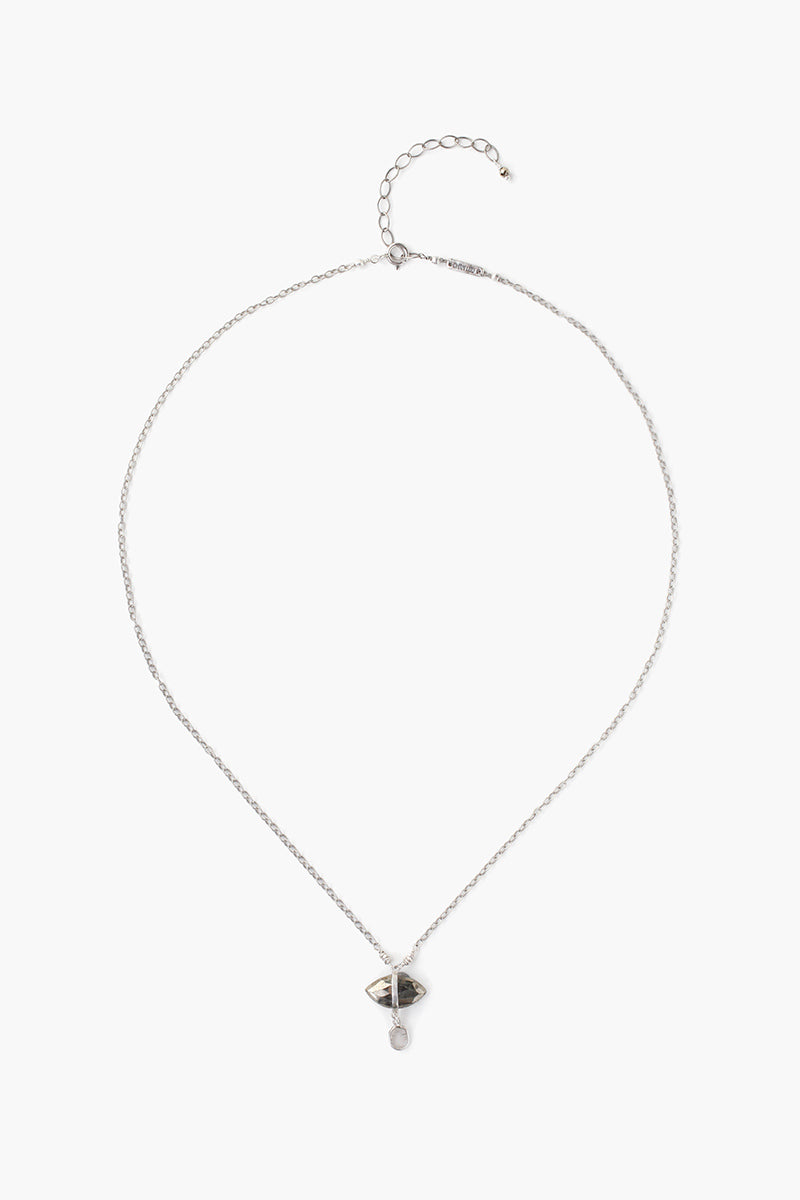Evil Eye Sliced Diamond Necklace | Pyrite