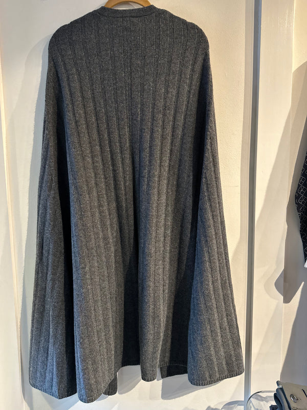 Ribbed Long Cape | Charcoal