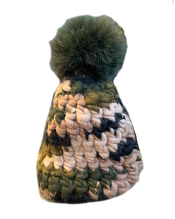 Deep Beanie Camo | Forest Pom