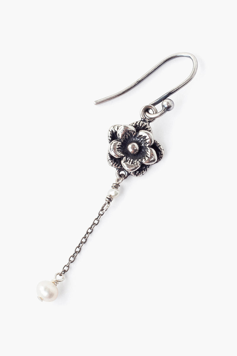 Flower Dangle With Pearl Earrings