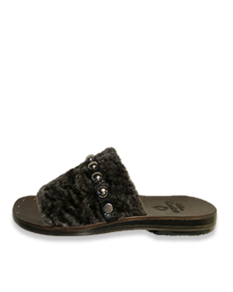 Bare Shearling Sandal | Black