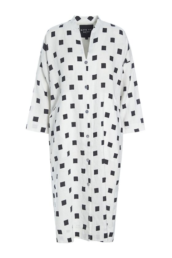 Lily Linen Checkered Tunic Dress | Black & White