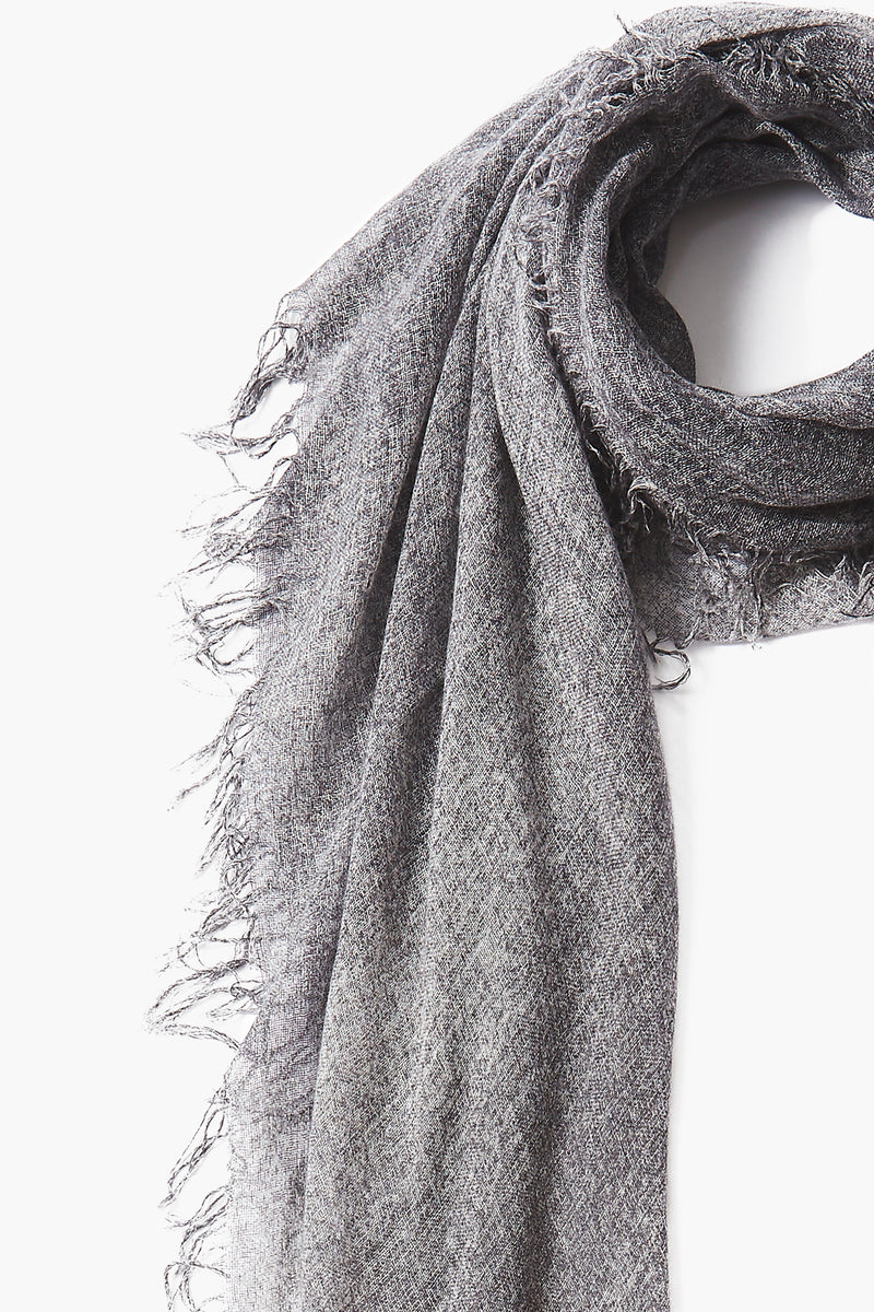 Black Textured Cashmere & Silk Scarf