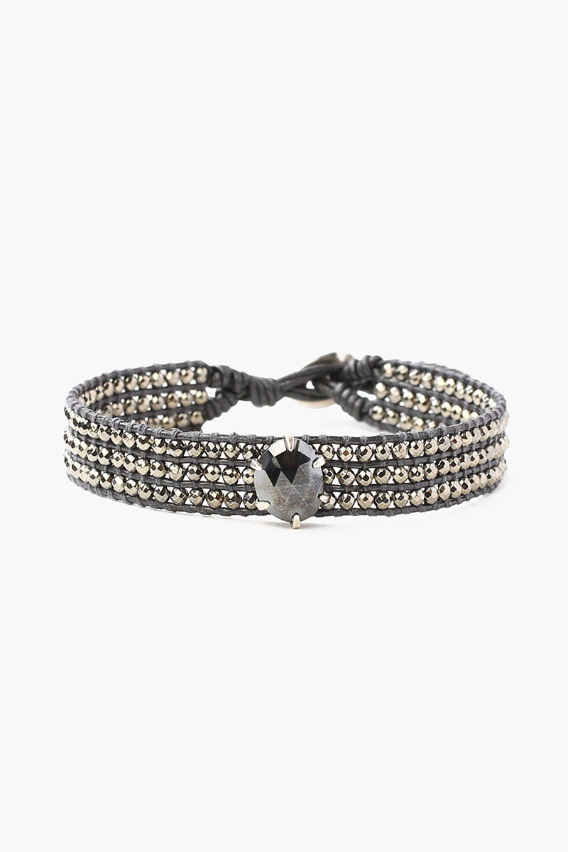 Semi Precious Stone Single Wrap Bracelet | Hematite