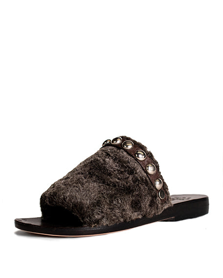 Bare Shearling Sandal | Black
