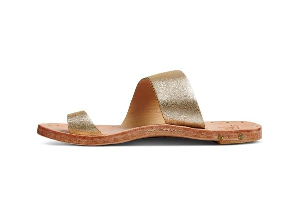 Finch Leather Slide Sandal | Platinum & Honey