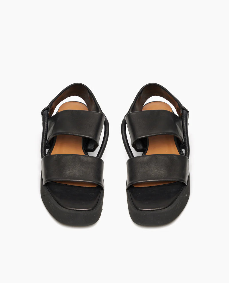 Imna Wedge Sandal | Black – Well Heeled