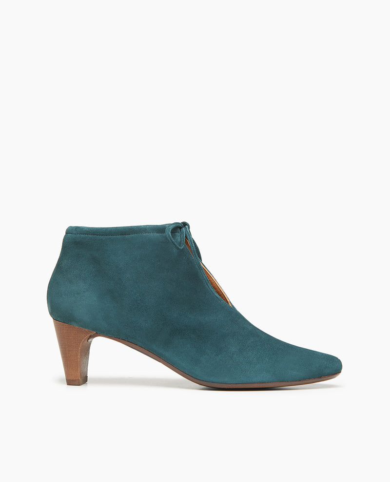 Waffles Tie Heeled Suede Bootie | Bottle