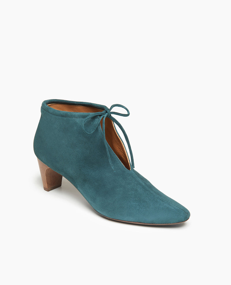 Waffles Tie Heeled Suede Bootie | Bottle