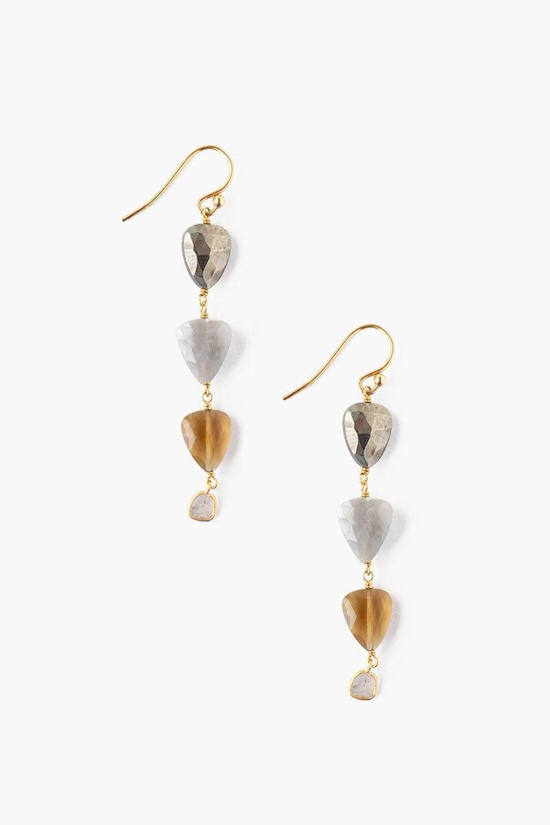 Tiered Whiskey Quartz Mix Earrings