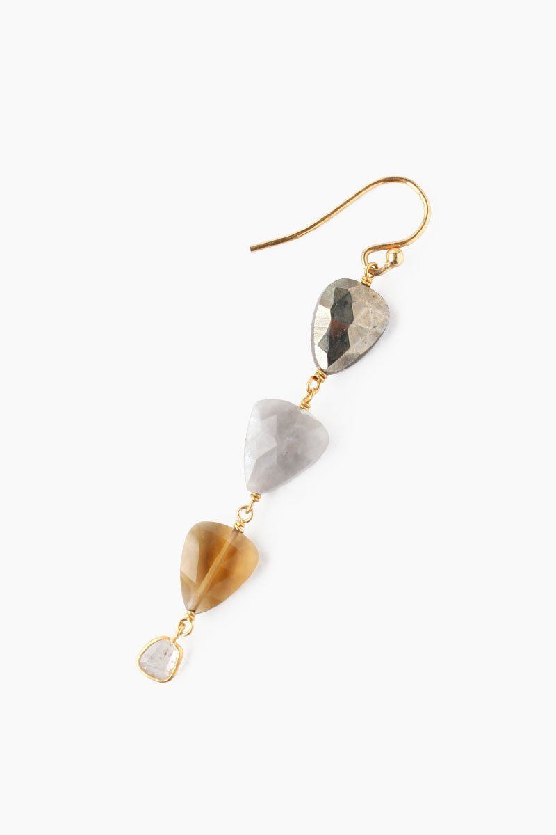 Tiered Whiskey Quartz Mix Earrings