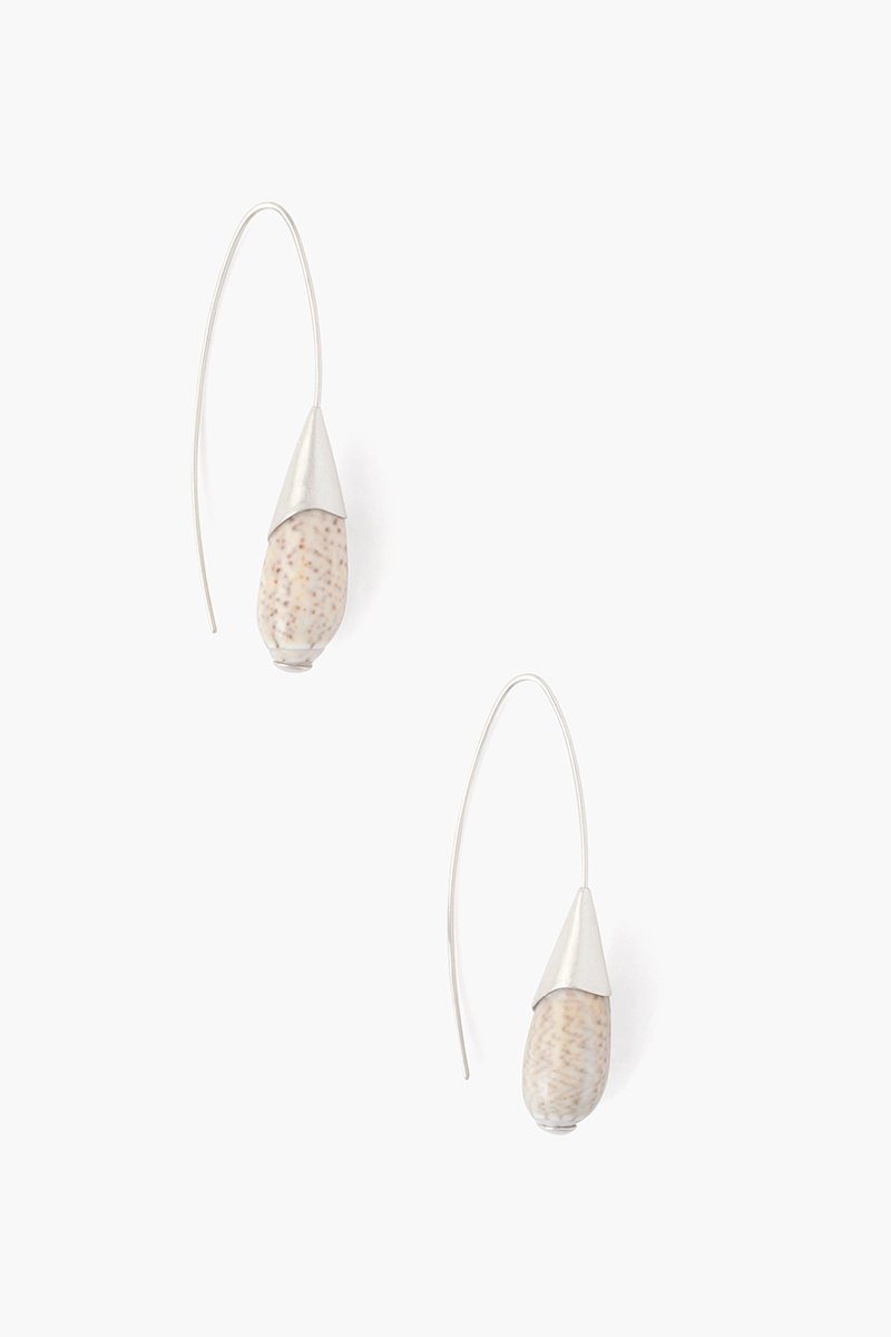 Shell Thread Through Earring | White