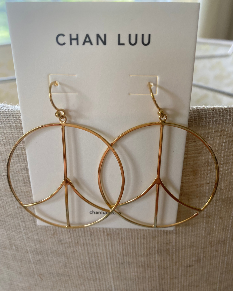 JinYu Peace Sign Stud Earrings - Big Round Hoop Statement Jewelry For Women