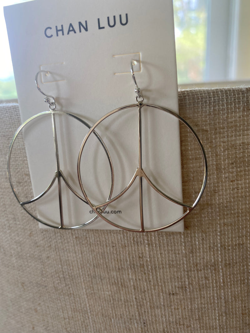 Silver Peace Sign Hoop Earring