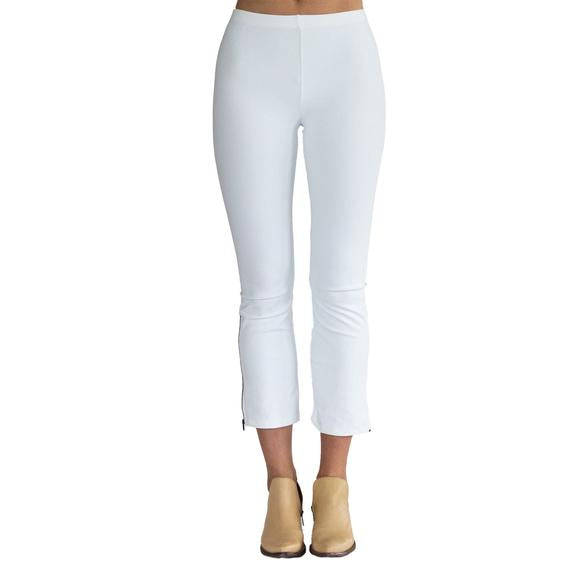 Mitra Tech Stretch Crop Side Zip Legging | White