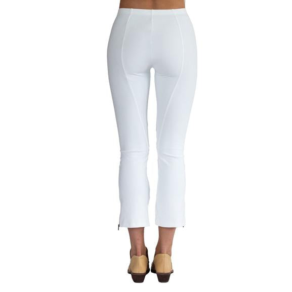 Mitra Tech Stretch Crop Side Zip Legging | White