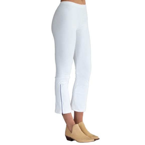 Mitra Tech Stretch Crop Side Zip Legging | White