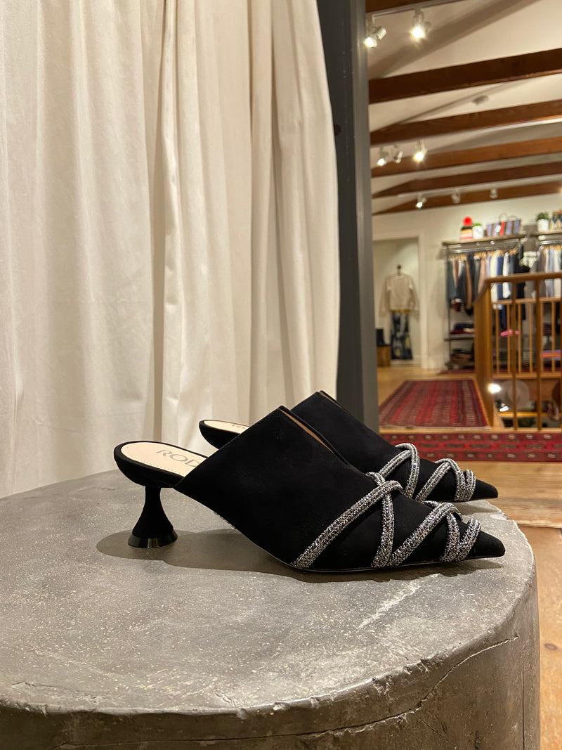 Black suede mule heel best sale