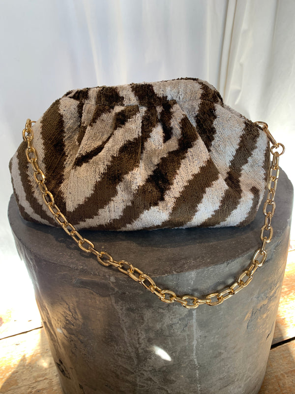 Brown Tiger Silk Pinup Bag