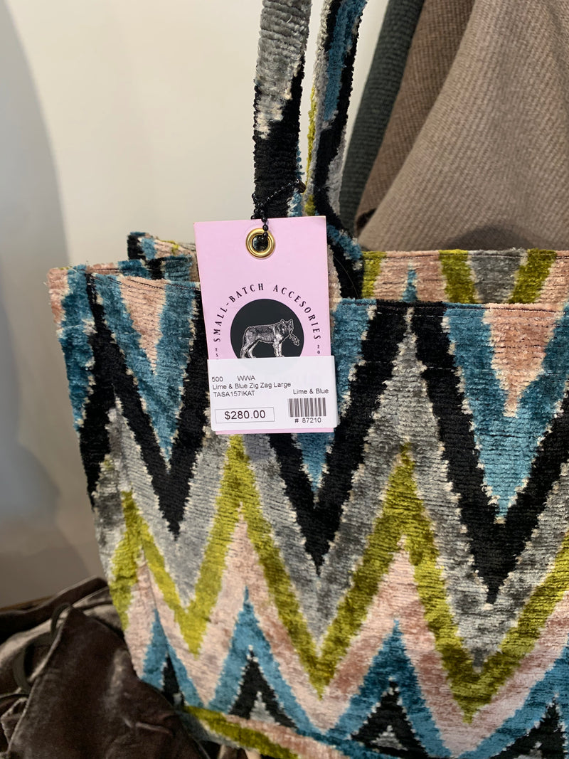 Lime & Blue Zig Zag Large Tote