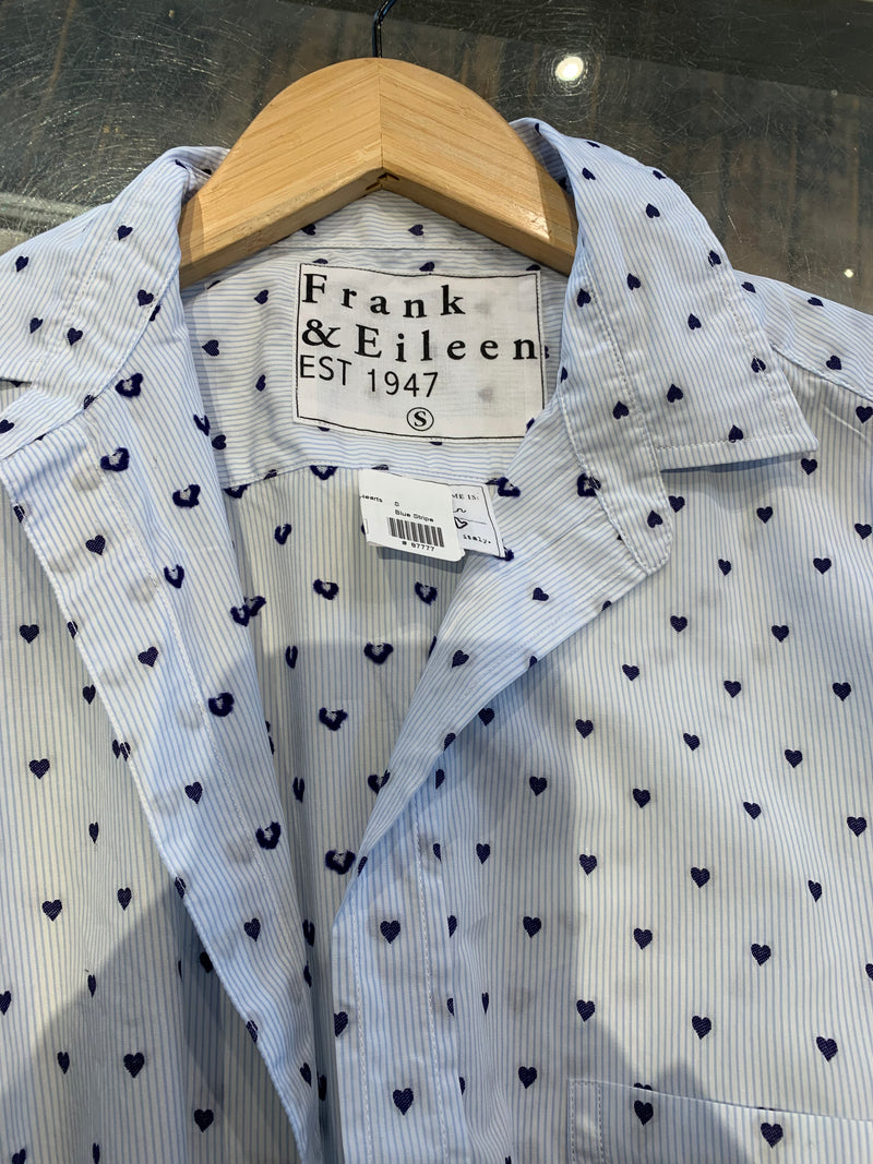 Eileen Cotton Button Down | Blue Stripe & Hearts