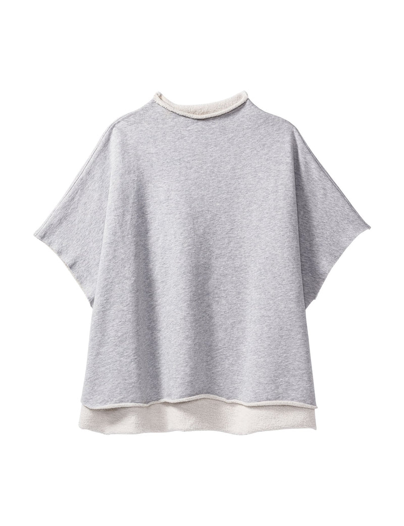 Audrey Funnel Neck Capelet | Grey Melange