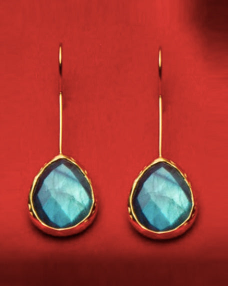 Labradorite Gold Earrings