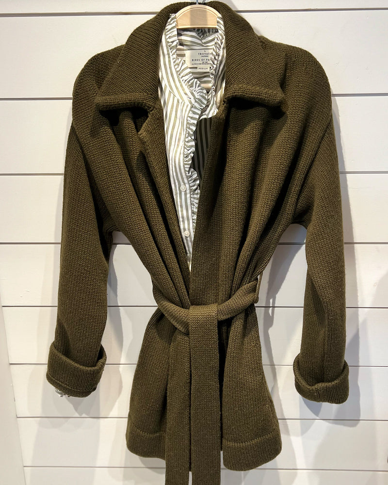 Cashmere Tie Blazer | Khaki