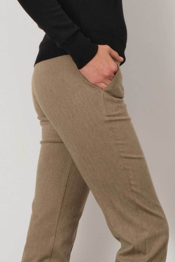 Leo Wool Cropped Pant | Chevron Beige