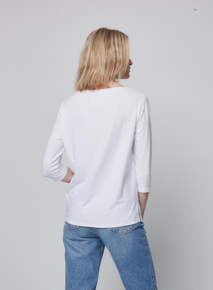 Soft Touch 3/4 Sleeve Relaxed Boatneck | Blanc