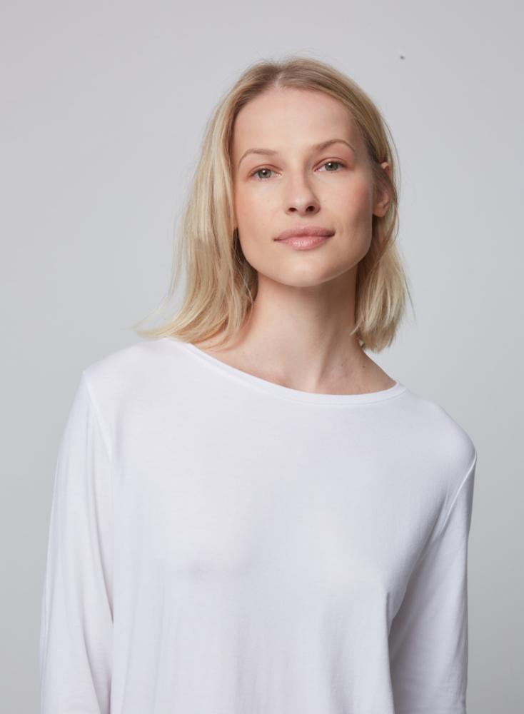 Soft Touch 3/4 Sleeve Relaxed Boatneck | Blanc