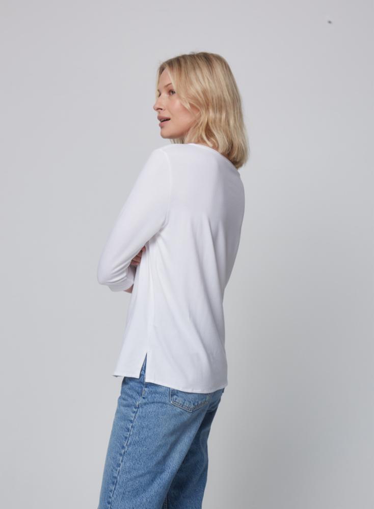 Soft Touch 3/4 Sleeve Relaxed Boatneck | Blanc