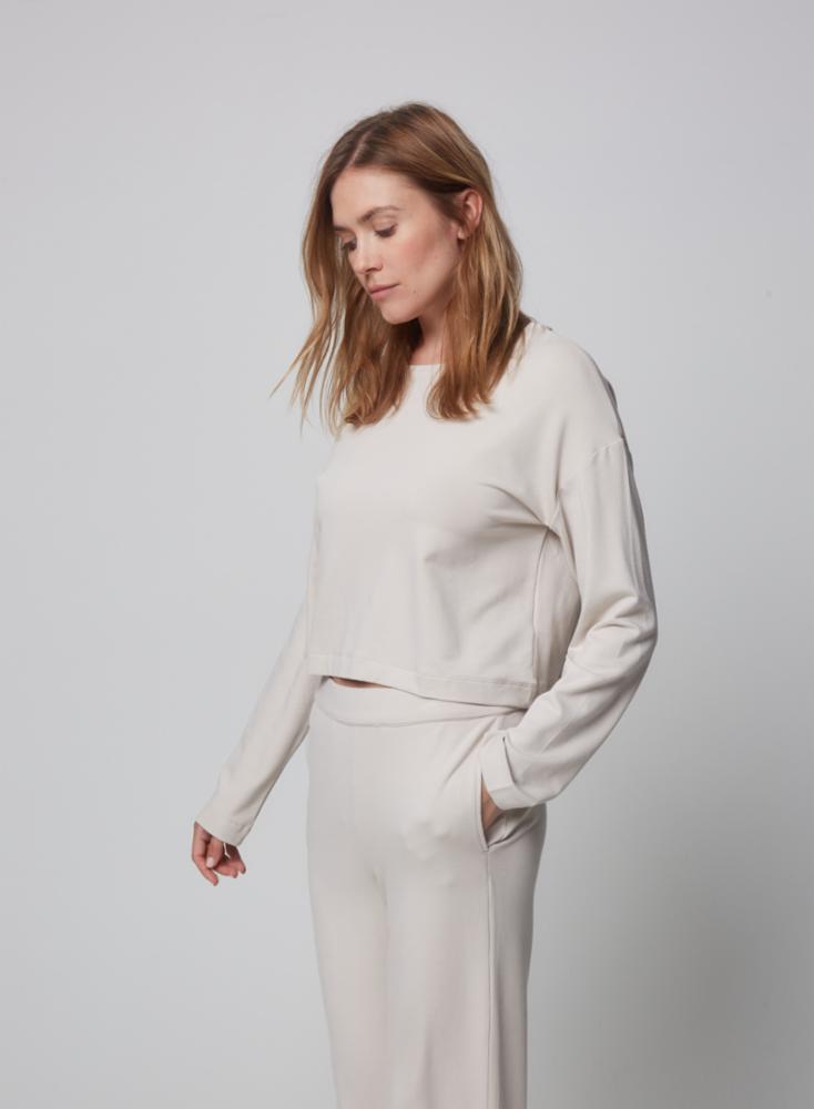 French Terry Cropped Raglan Pullover | Cloud