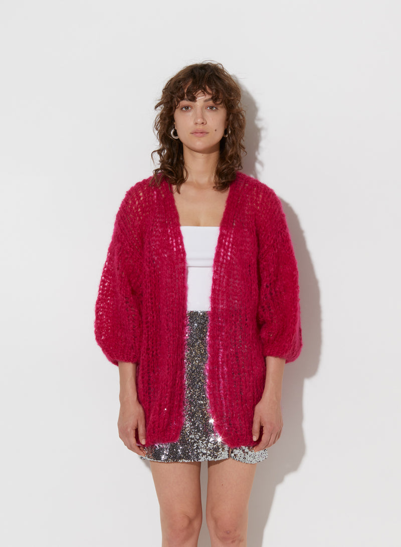 Fuschia Oversized Cardigan Sweater Well Heeled