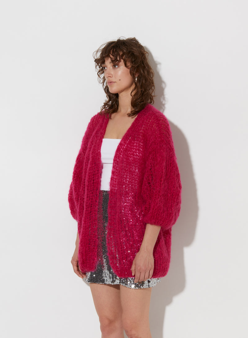 Fuschia Oversized Cardigan Sweater