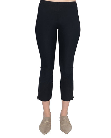 Mitra Cropped Side Zip Legging | Black