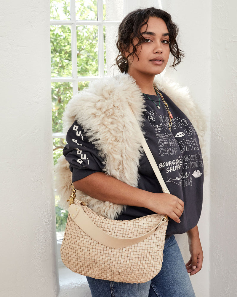 Moyen Messenger | Cream Woven Checker
