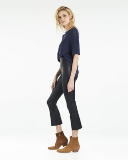 Ankle Flare Leather Legging | Navy